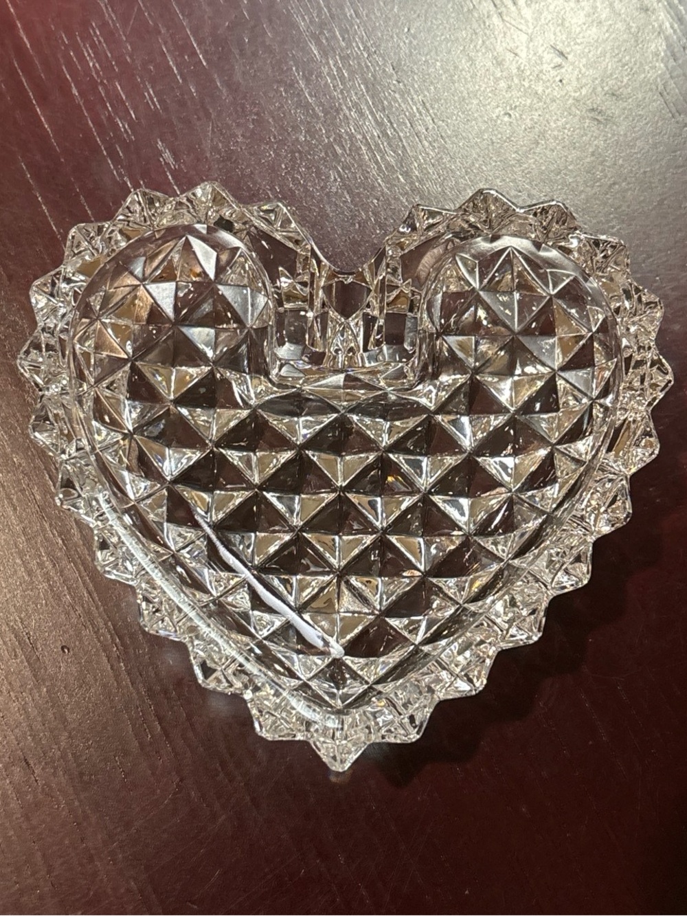 Vintage 1970s Heart Shaped 24% Bleikristall Clear Jewelry Trinket Tray Dish